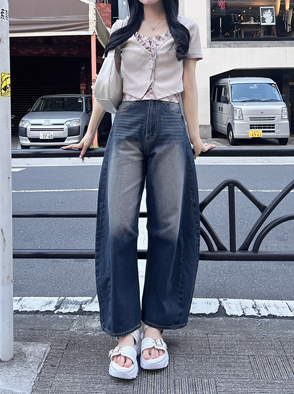 デニムカーブパンツ / Mサイズ着用 / 身長163cm / 骨格ウェーブ×骨格ナチュラル