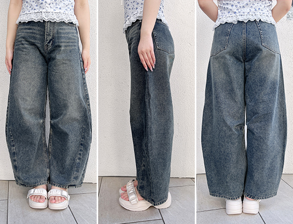 デニムカーブパンツ / Sサイズ着用 / 身長157cm / 骨格ウェーブ