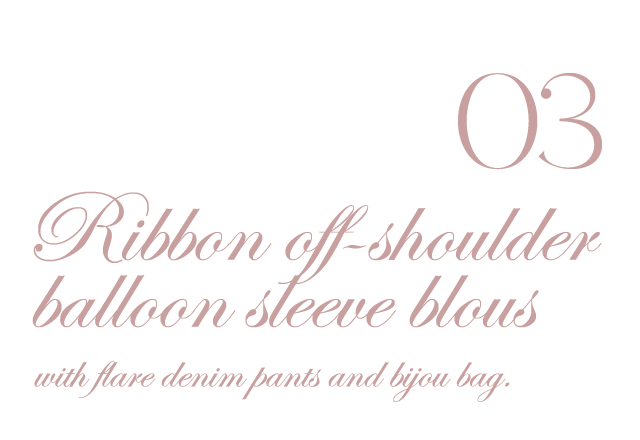 Ribbon off-shoulder balloon sleeve blouse